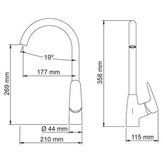 Wasserkraft Vils 5607 Смеситель для кухни с поворотным изливом